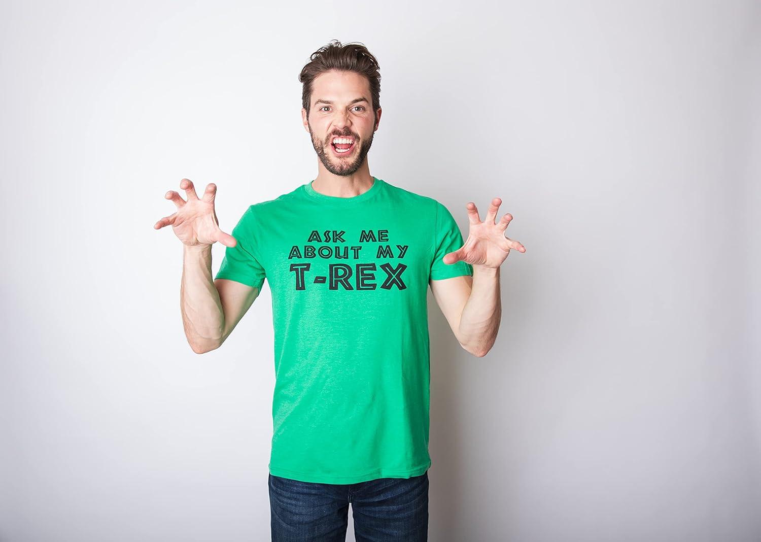imageMens Ask Me About My Trex T Shirt Funny Cool Dinosaur Flip Graphic Novelty TeesRed