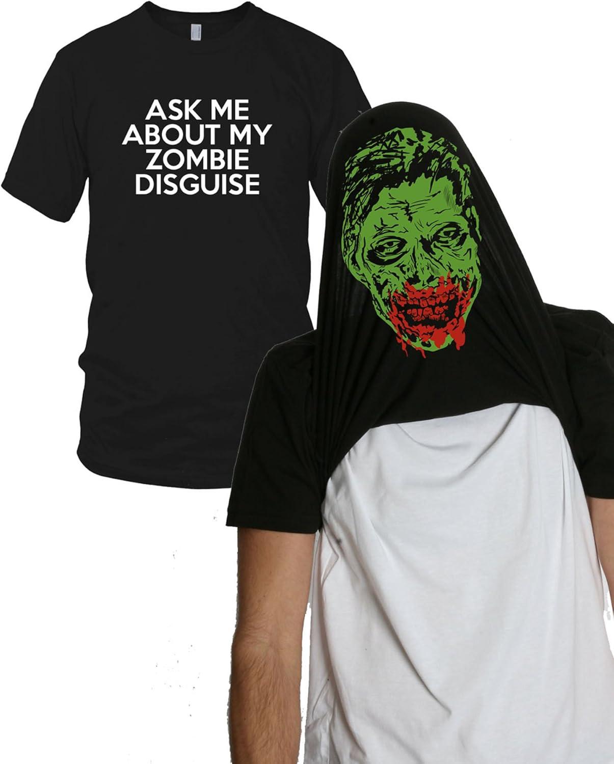 imageMens Ask Me About My Zombie T Shirt Funny Flip Costume Outbreak Halloween TeeBlack
