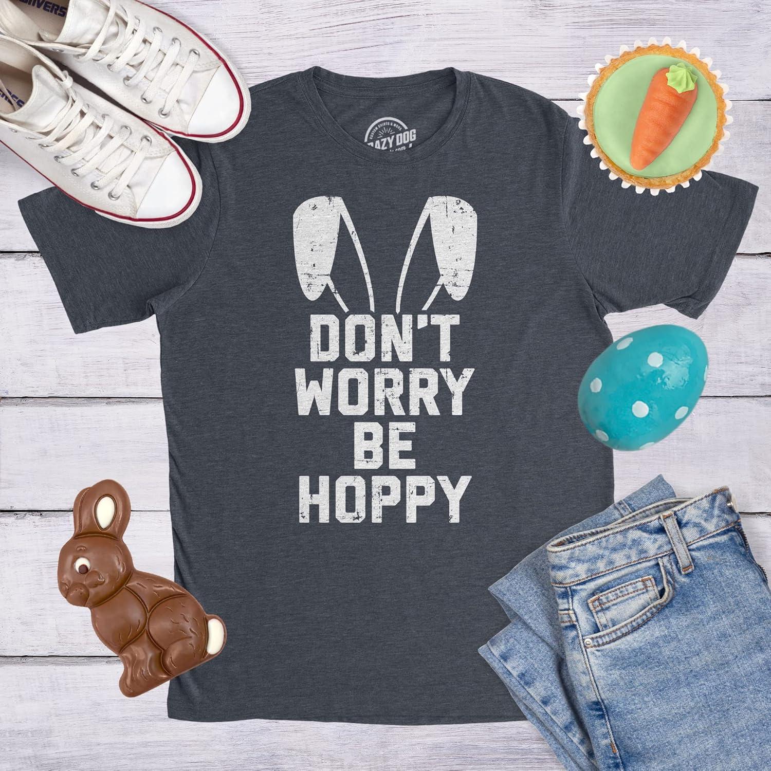 imageMens Easter Bunny T Shirts Funny Bunny Tees for Guys Easter Tees for MenHeather Navy Be Hoppy