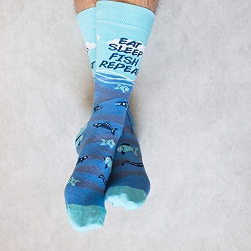 imageMens Eat Sleep Fish Repeat Socks Funny Cool Novelty Fishing Crazy Gift Idea For DadEat Sleep Fish