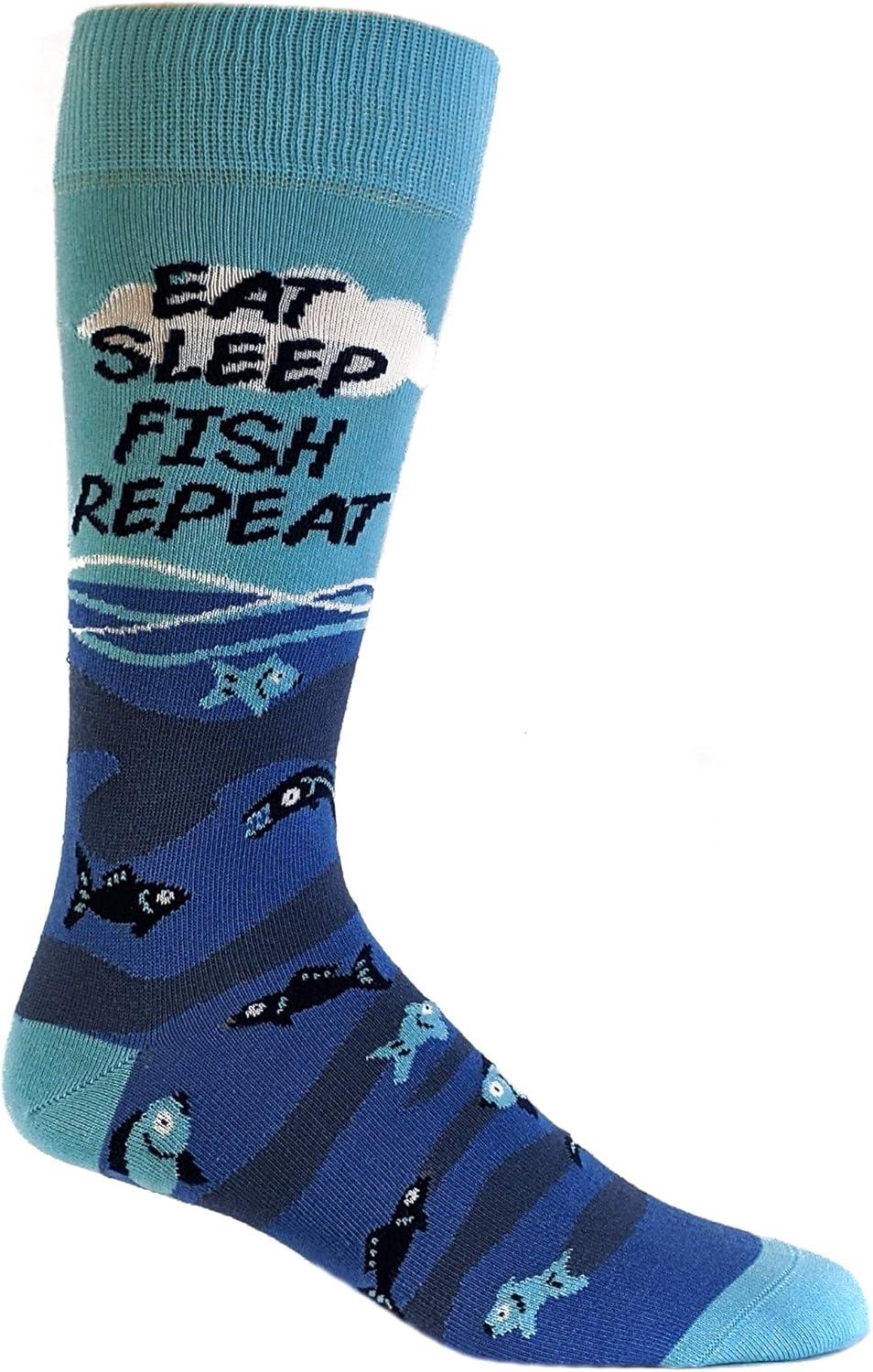 imageMens Eat Sleep Fish Repeat Socks Funny Cool Novelty Fishing Crazy Gift Idea For DadEat Sleep Fish