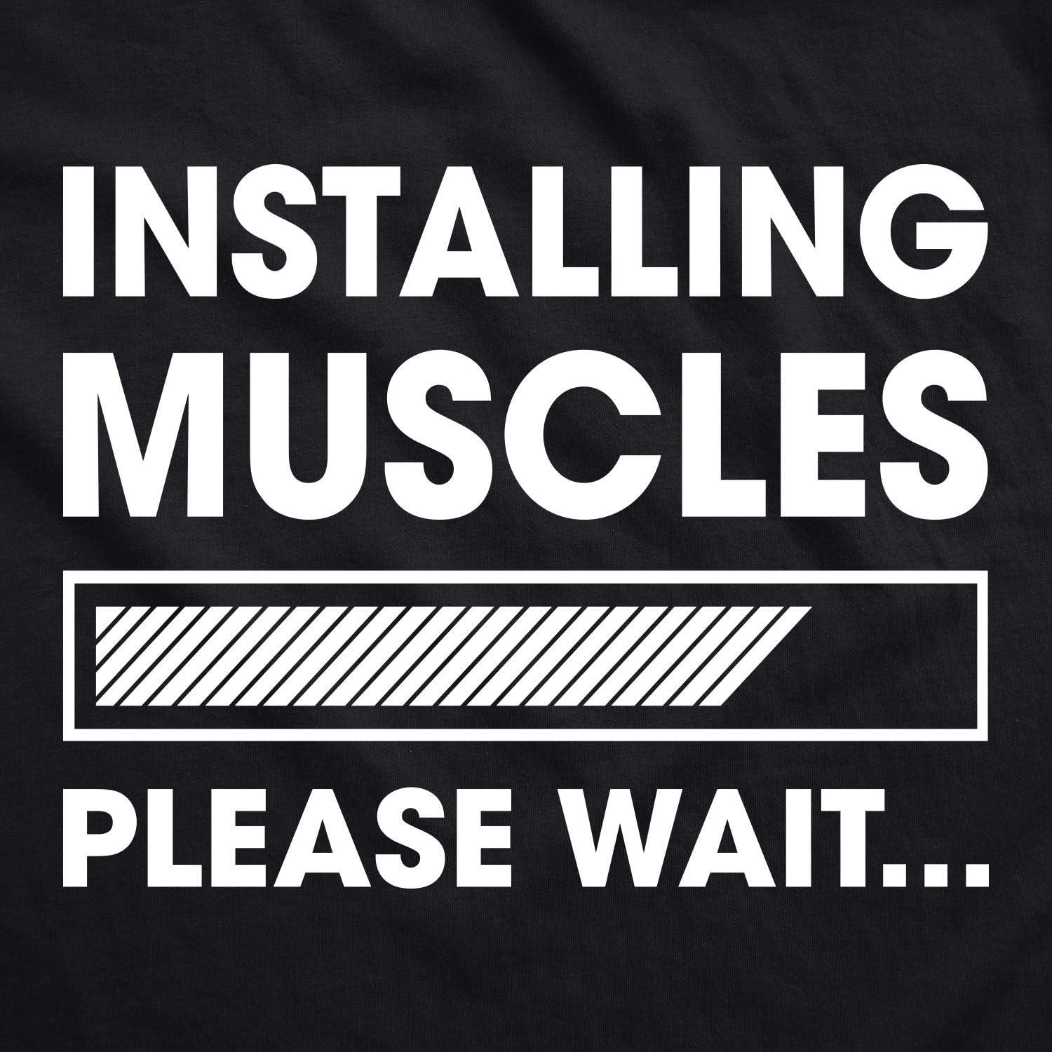 imageMens Fitness Tank Installing Muscles Please Wait Tanktop Funny Workout T ShirtBlack Installing Muscles