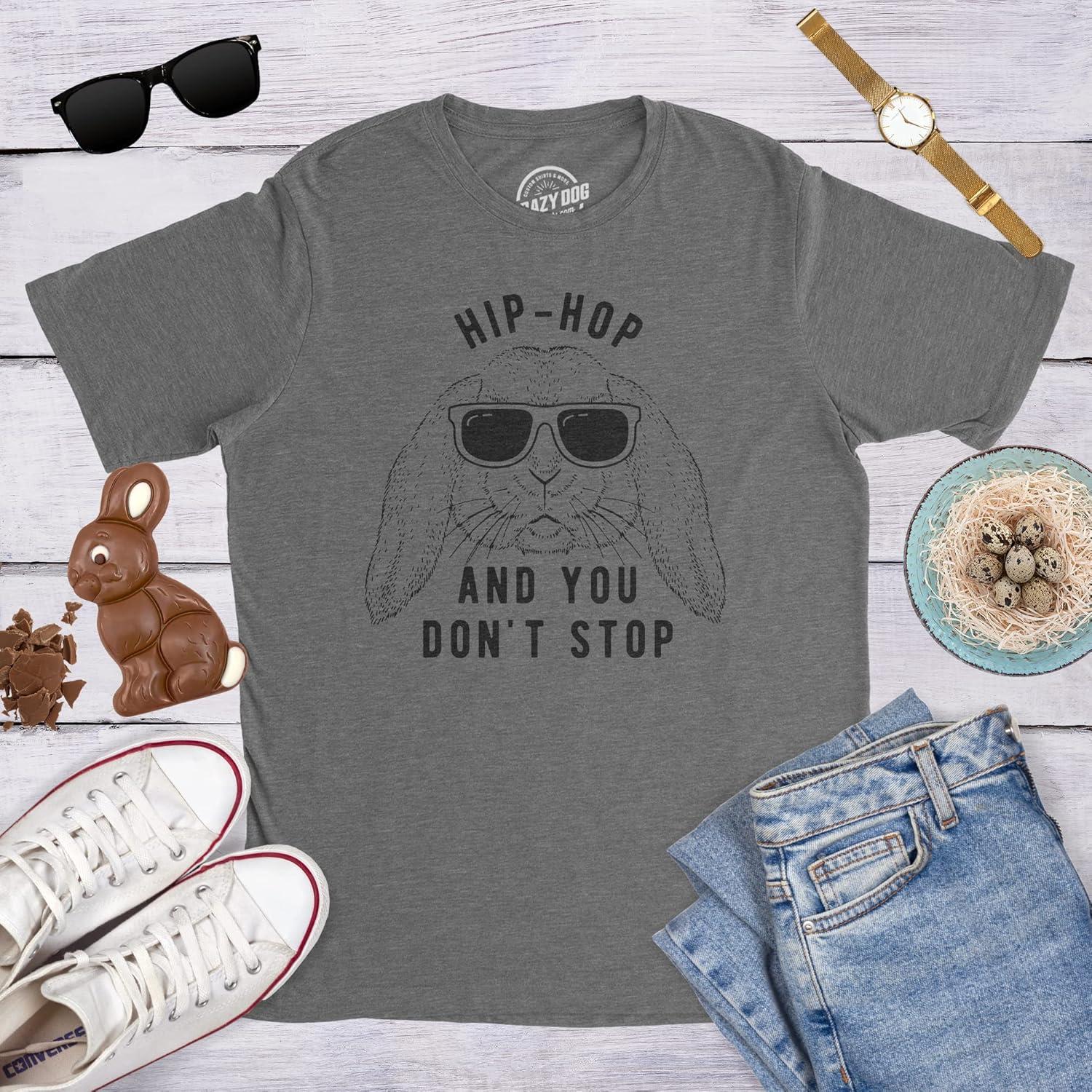 imageMens Hip Hop and You Dont Stop T Shirt Funny Easter Gift for Adult SarcasticDark Heather Grey