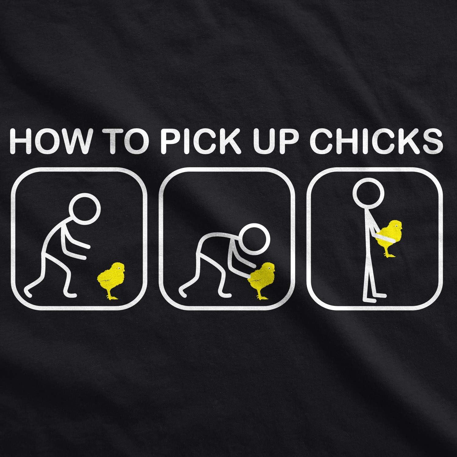 imageMens How to Pick Up Chicks Funny T Shirt Cool Graphic Tee Sarcastic Novelty Top Humor TeesBlack
