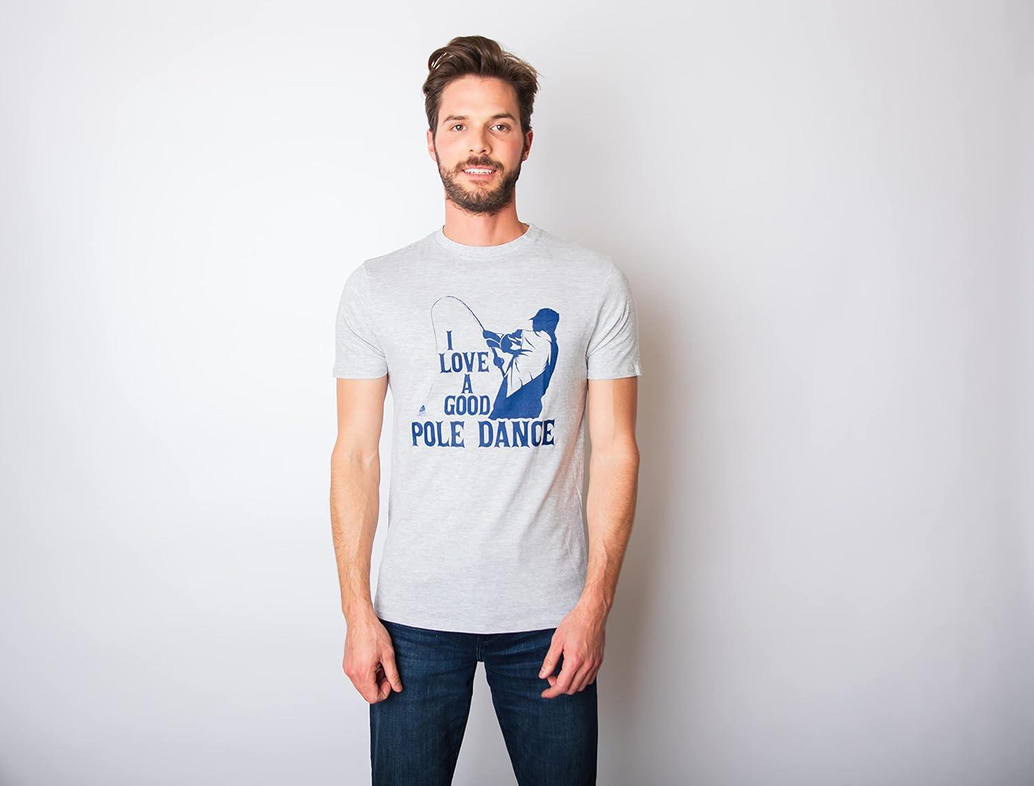 imageMens I Love A Good Pole Dance T Shirt Funny Fishing Tee for Fisherman Gift GuysLight Heather Grey