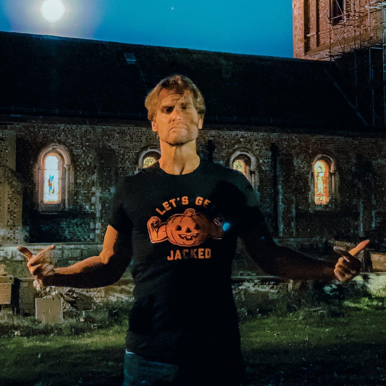 imageMens Lets Get Jacked T Shirt Funny Halloween Pumpkin JackoLantern Graphic TeeHeather Black