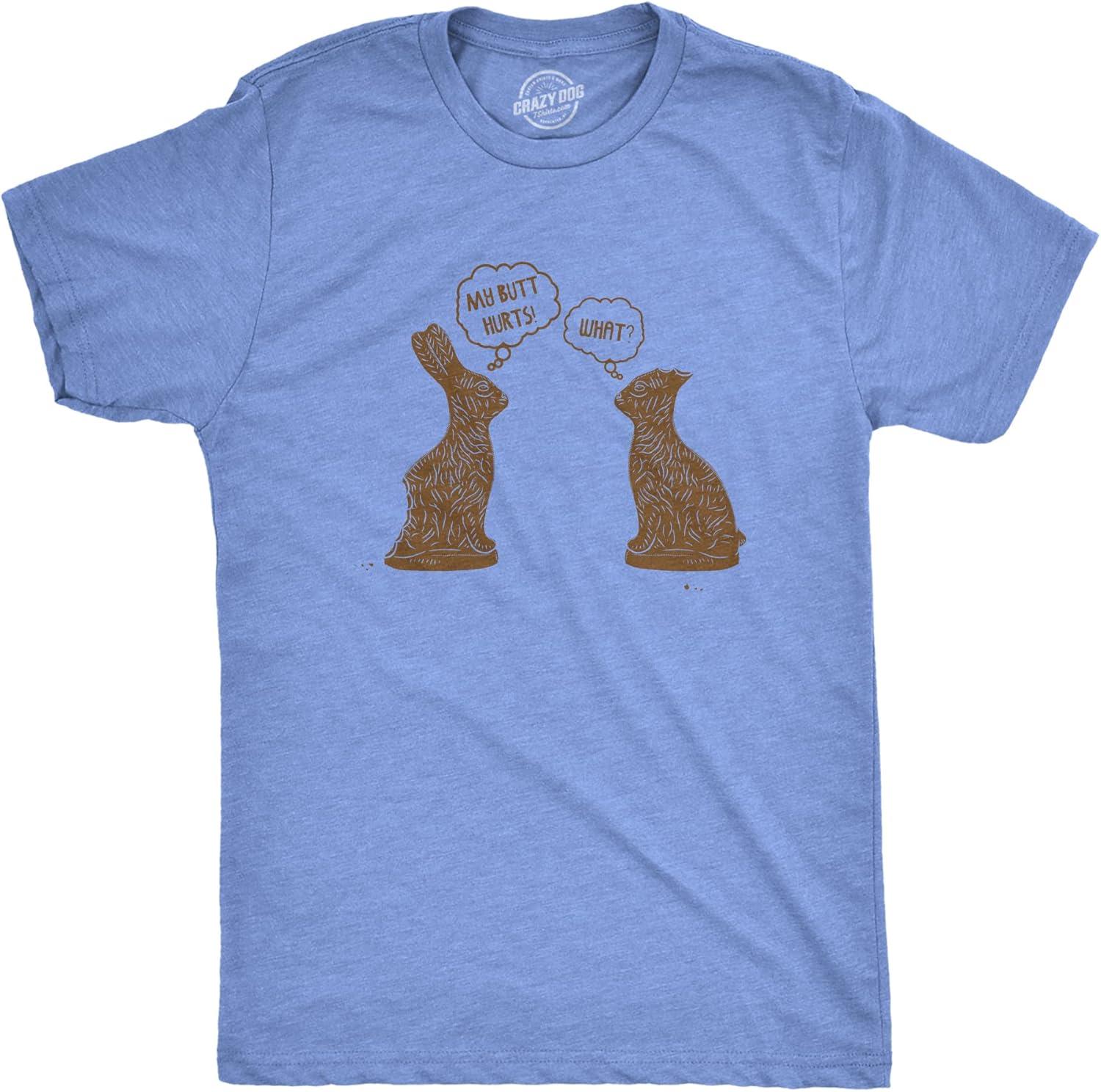 imageMens My Butt Hurts T Shirt Funny Easter Egg Chocolate Bunny Sarcastic Gift TeeHeather Light Blue
