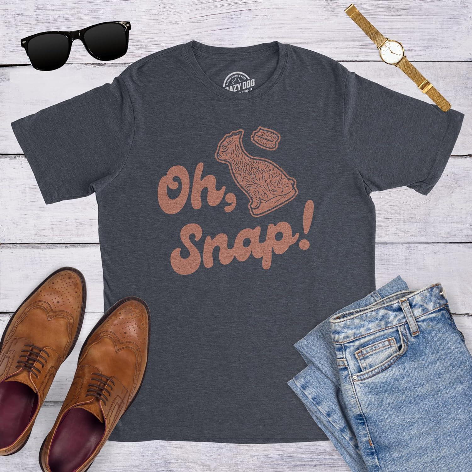 imageMens Oh Snap T Shirt Funny Chocolate Easter Bunny Basket Egg Hunt Gift for HimHeather Navy