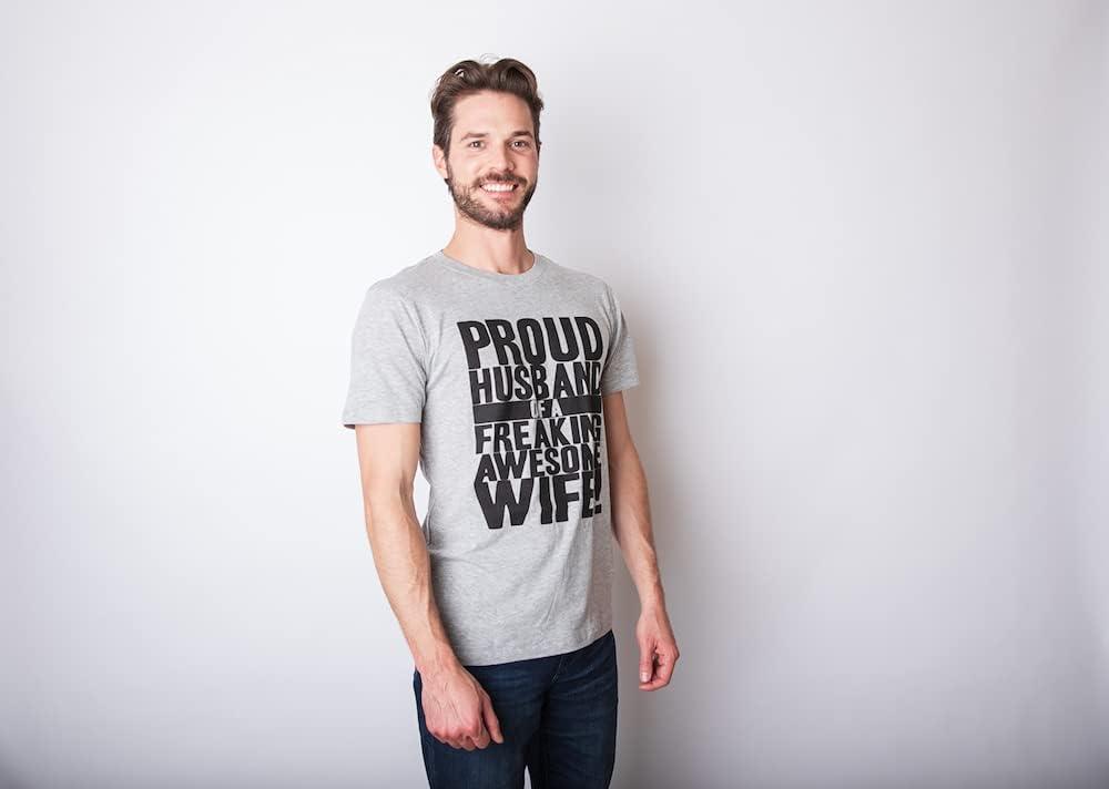 imageMens Proud Husband of a Freaking Awesome Wife Funny Married T ShirtHeather Black