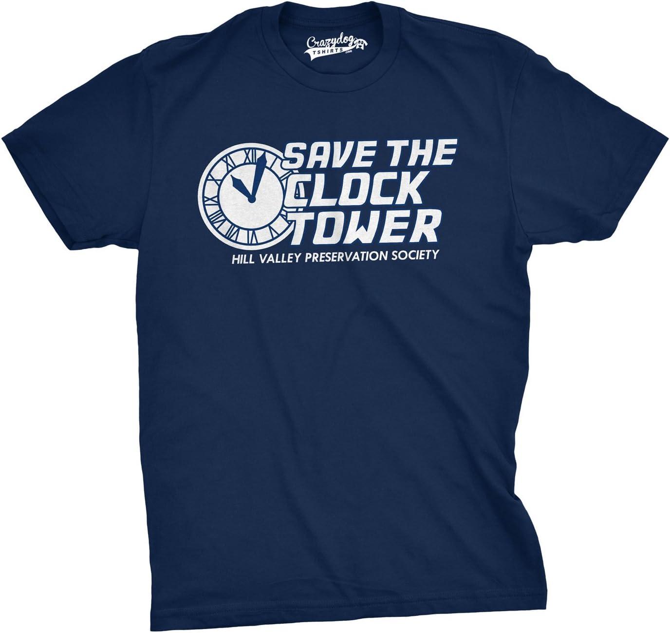 imageSave The Clock Tower T Shirt Funny Vintage Graphic 80s 90s Tee Cool SayingBlue