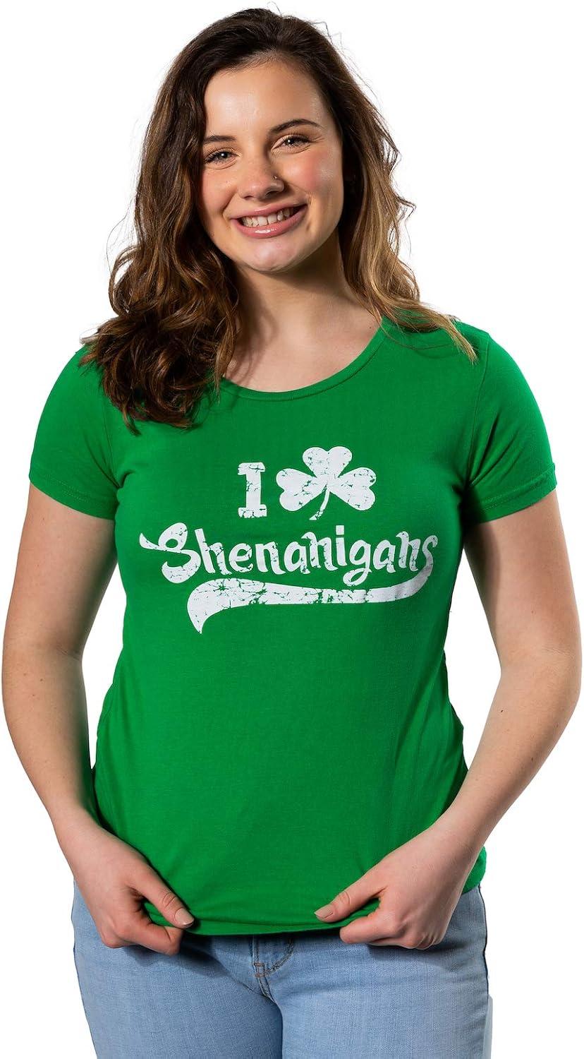 imageWomens I Clover Shenanigans T Shirt Funny Irish Clover St Saint Patricks Day TeeGreen
