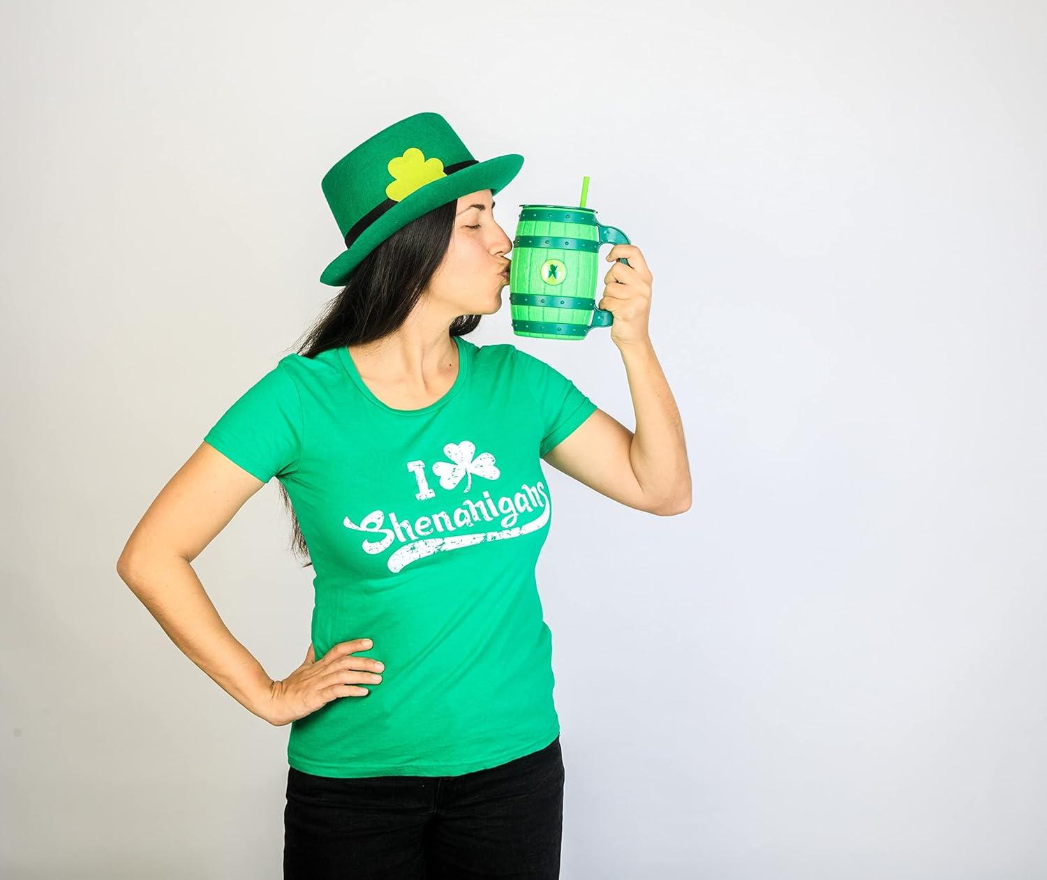 imageWomens I Clover Shenanigans T Shirt Funny Irish Clover St Saint Patricks Day TeeHeather Black