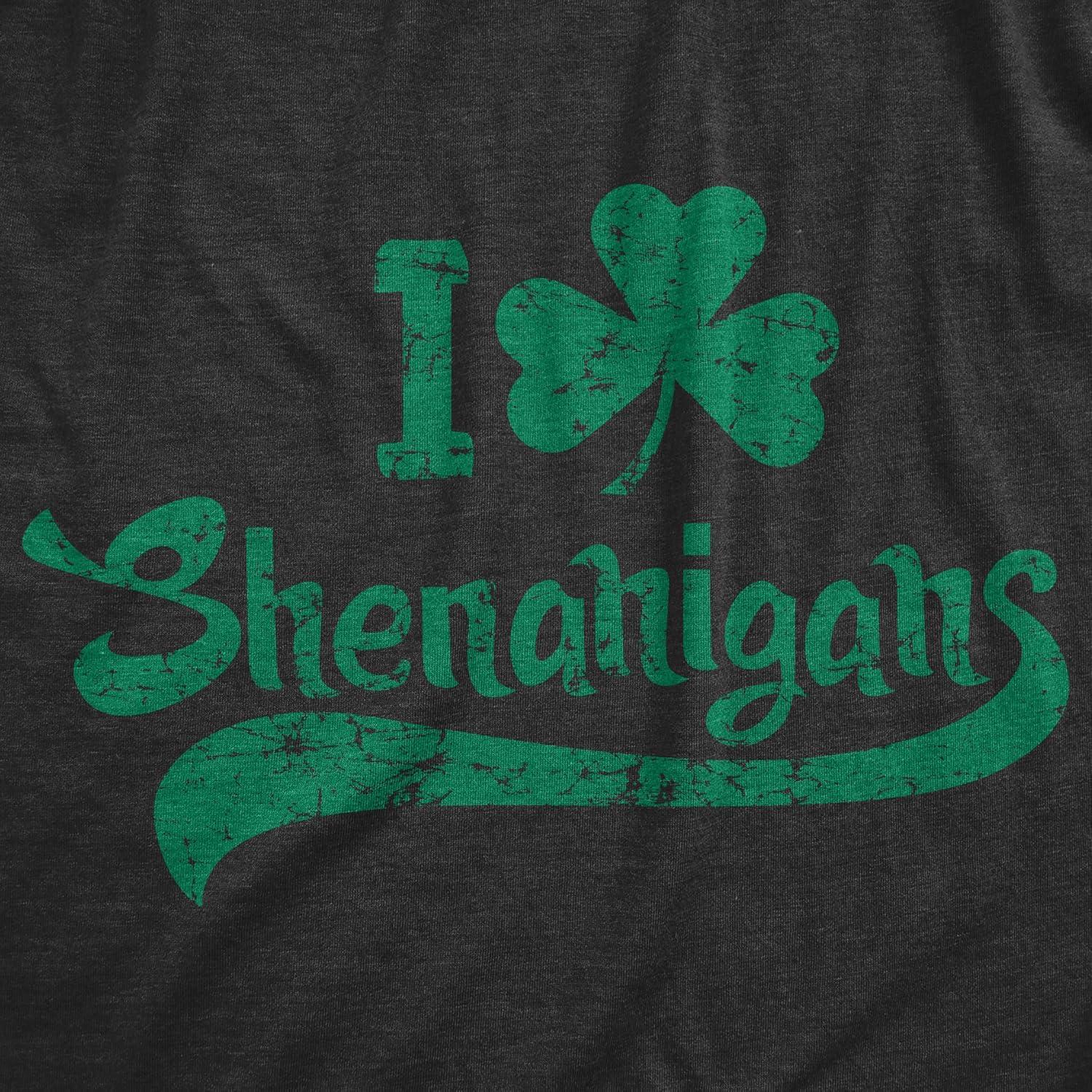 imageWomens I Clover Shenanigans T Shirt Funny Irish Clover St Saint Patricks Day TeeHeather Black