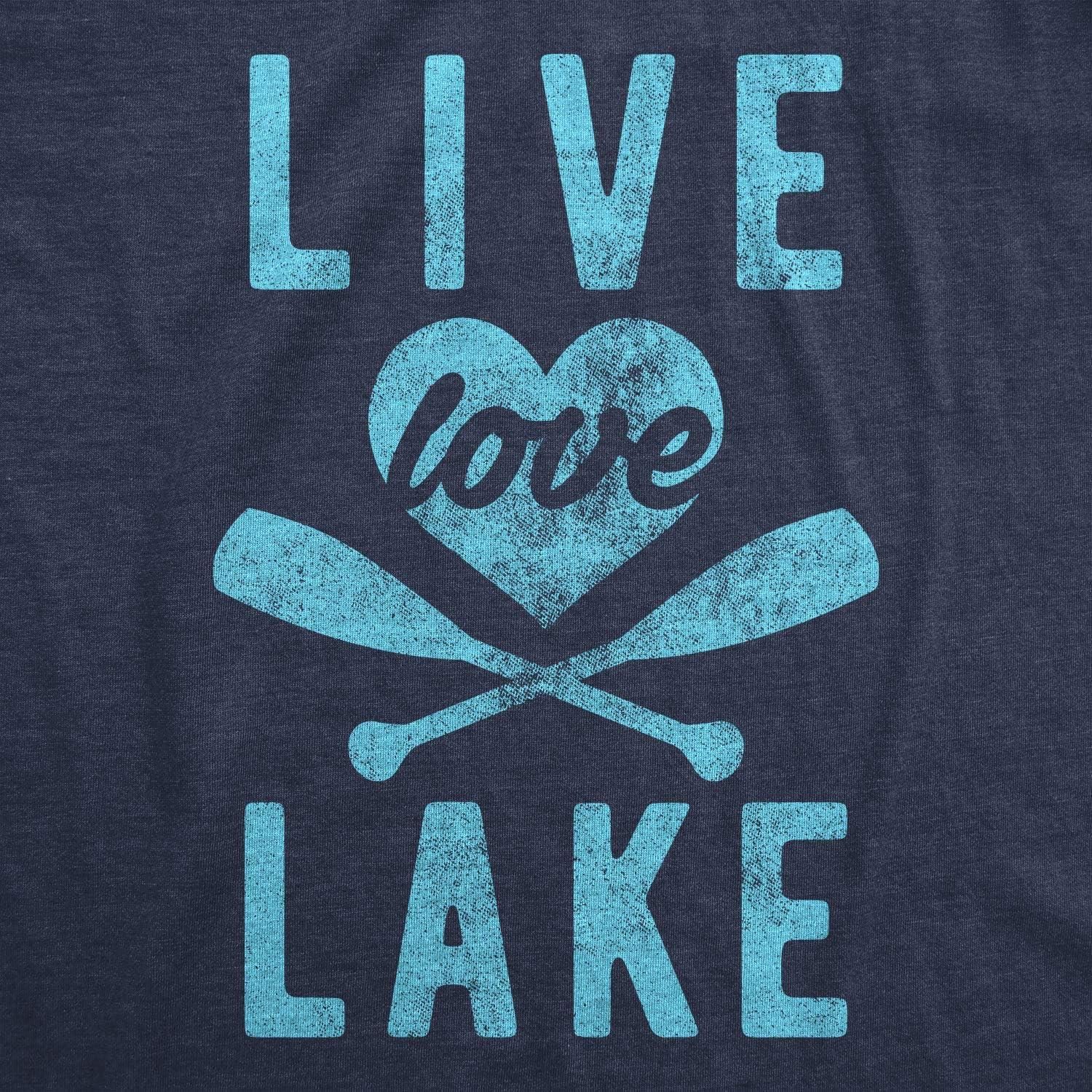 imageWomens Live Love Lake T Shirt Funny Summer Cottage Outdoors Vacation Novelty TeeHeather Navy