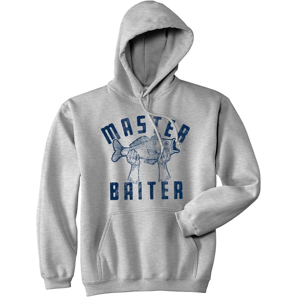 imageCrazy Dog TShirts Fishing Hoodies Funny and Sarcastic Unisex Hooded Sweatshirts for FishermenHeather Grey  Master Baiter