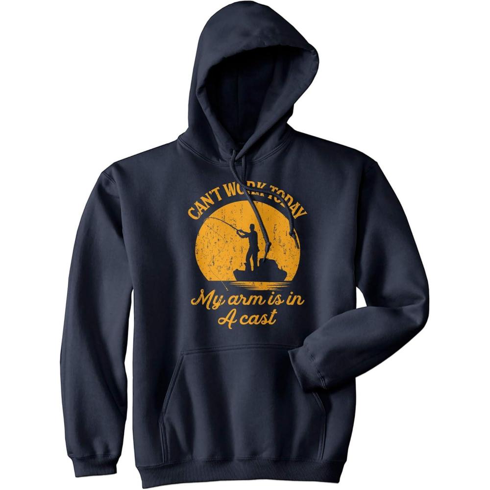 imageCrazy Dog TShirts Fishing Hoodies Funny and Sarcastic Unisex Hooded Sweatshirts for FishermenNavy Arm in a Cast