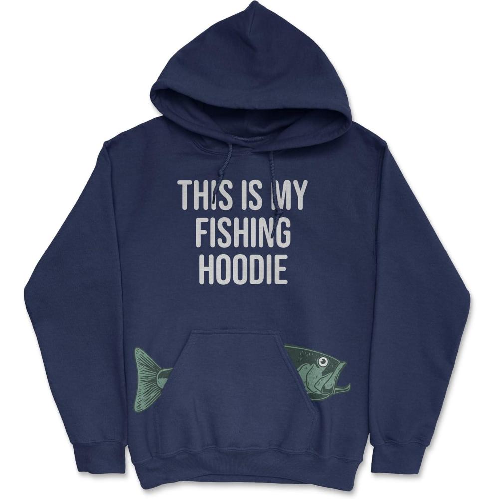 imageCrazy Dog TShirts Fishing Hoodies Funny and Sarcastic Unisex Hooded Sweatshirts for FishermenNavy Fish Pocket