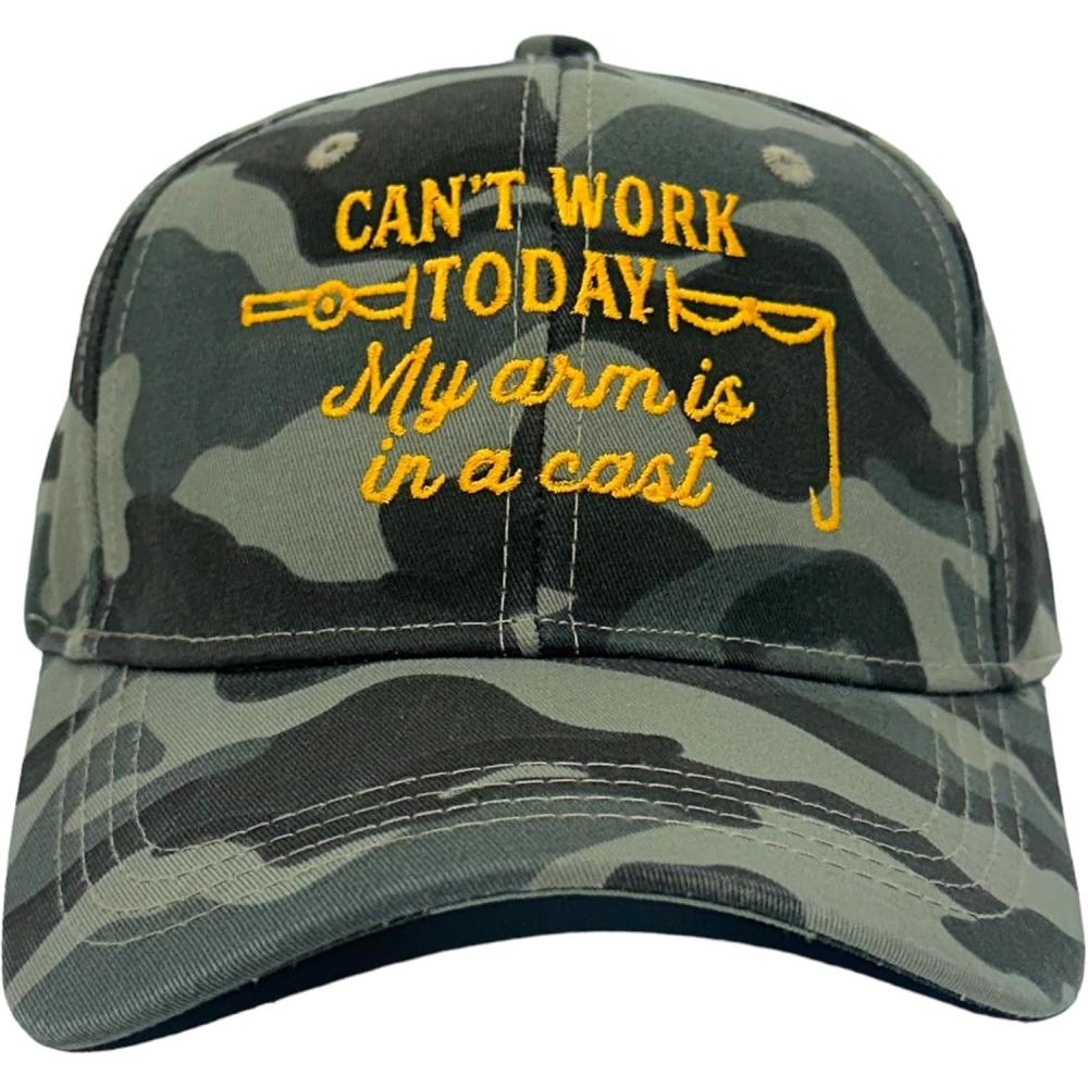 imageCrazy Dog TShirts Funny Fishing Hats Hilarious Fish Graphic CapsCamo My Arm is in a Cast