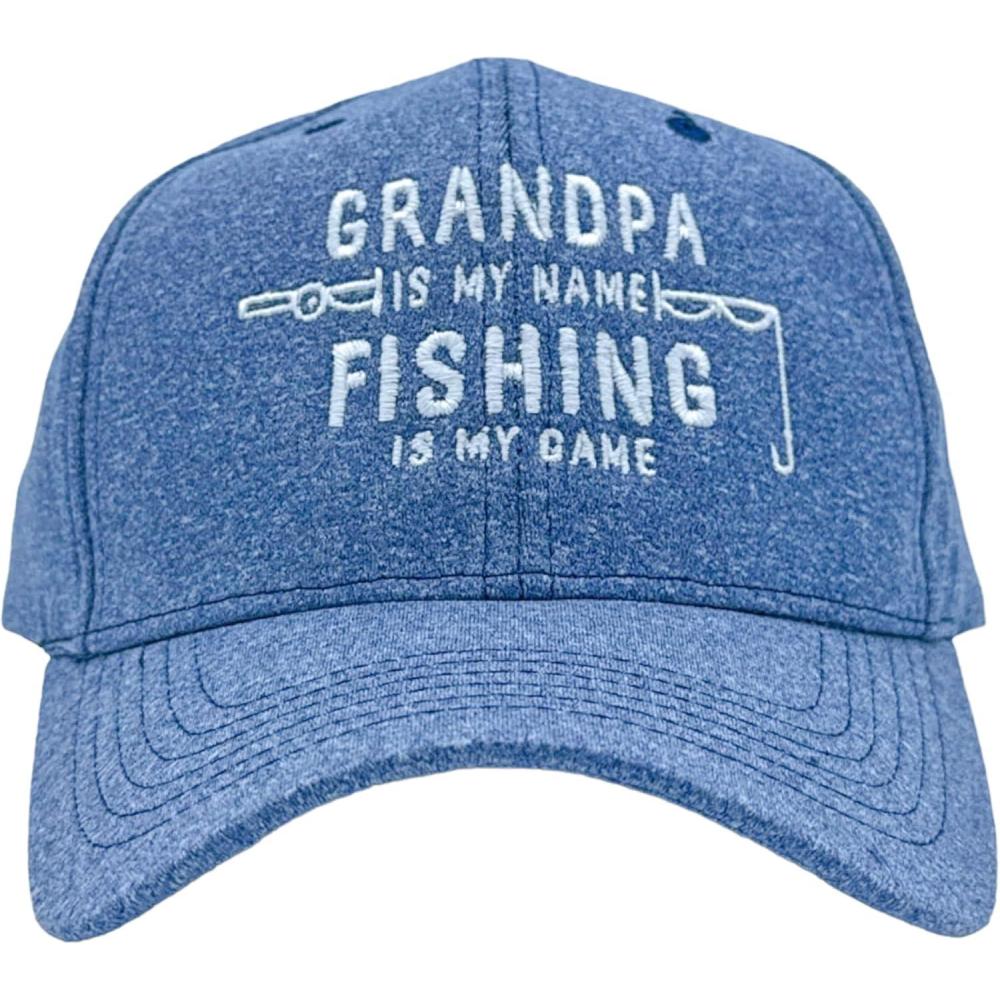 imageCrazy Dog TShirts Funny Fishing Hats Hilarious Fish Graphic CapsHeather Navy Fishing
