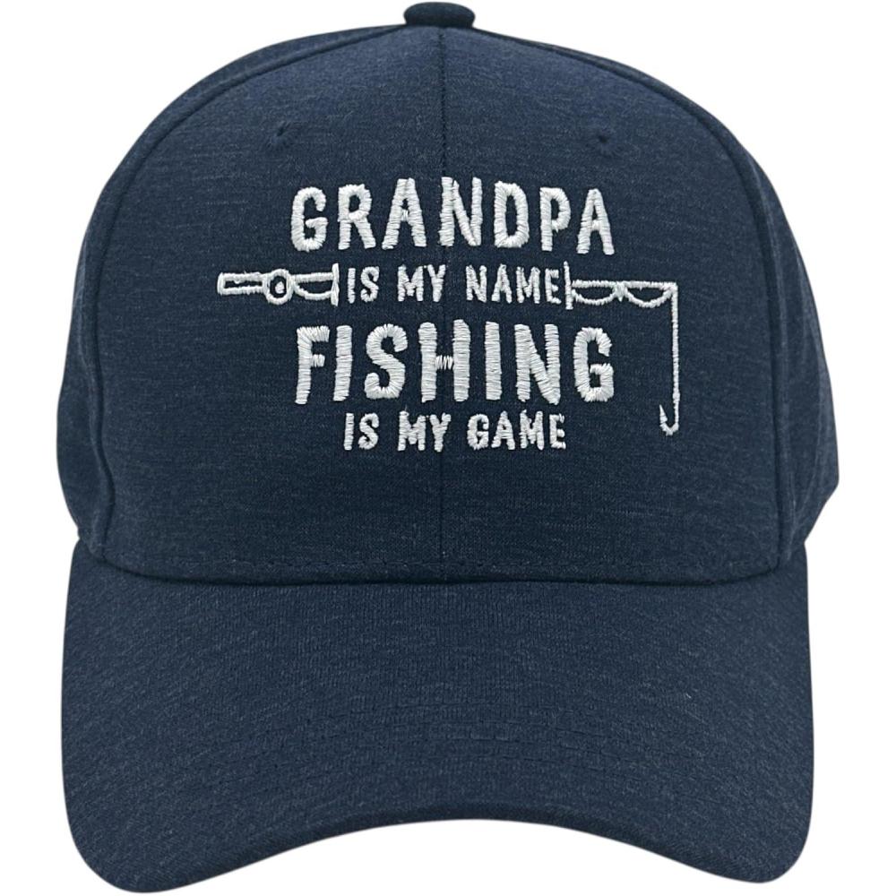 imageCrazy Dog TShirts Funny Fishing Hats Hilarious Fish Graphic CapsNavy Grandpa Name Fishing