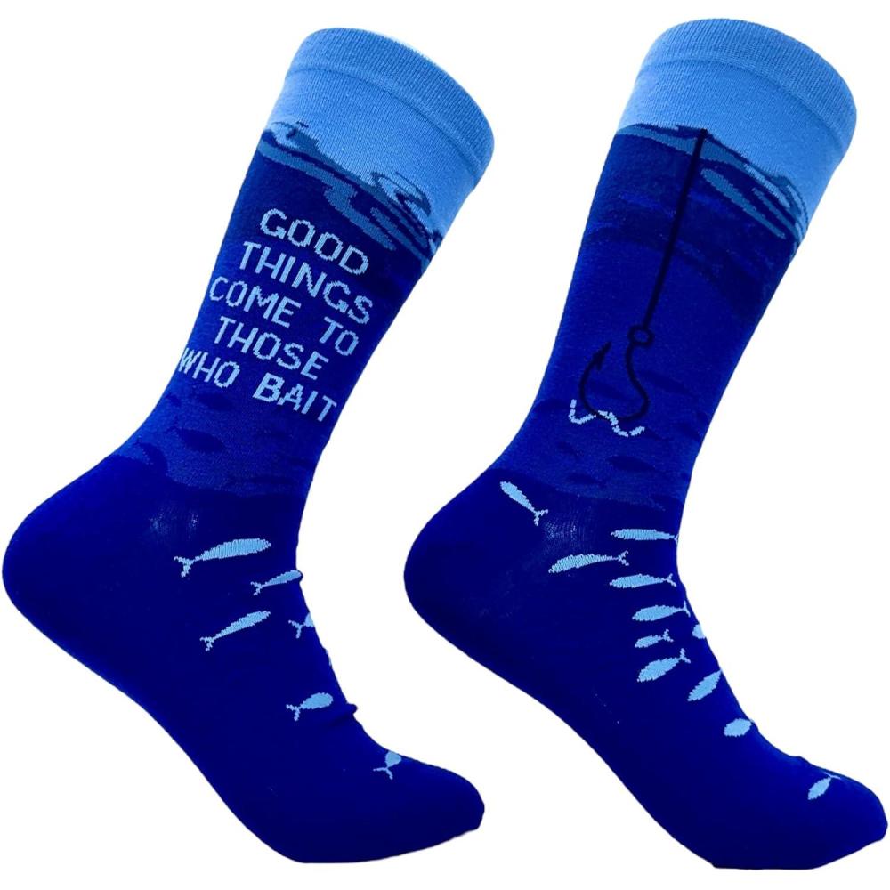 imageCrazy Dog TShirts Funny Mens Fishing Socks Cool Boat Crews for Anglers with RodsThose Who Bait