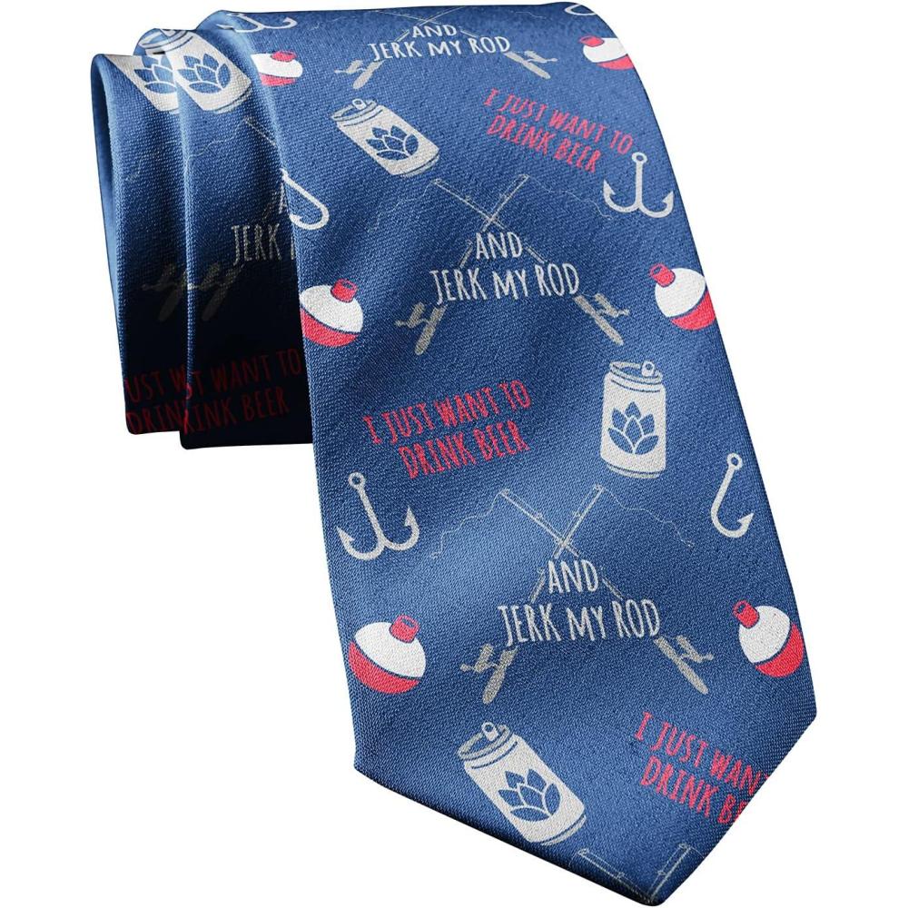 imageCrazy Dog TShirts Funny Sports Ties for Men Novelty Graphic Ties for Golf Fishing and Exercise GuysJerk Rod