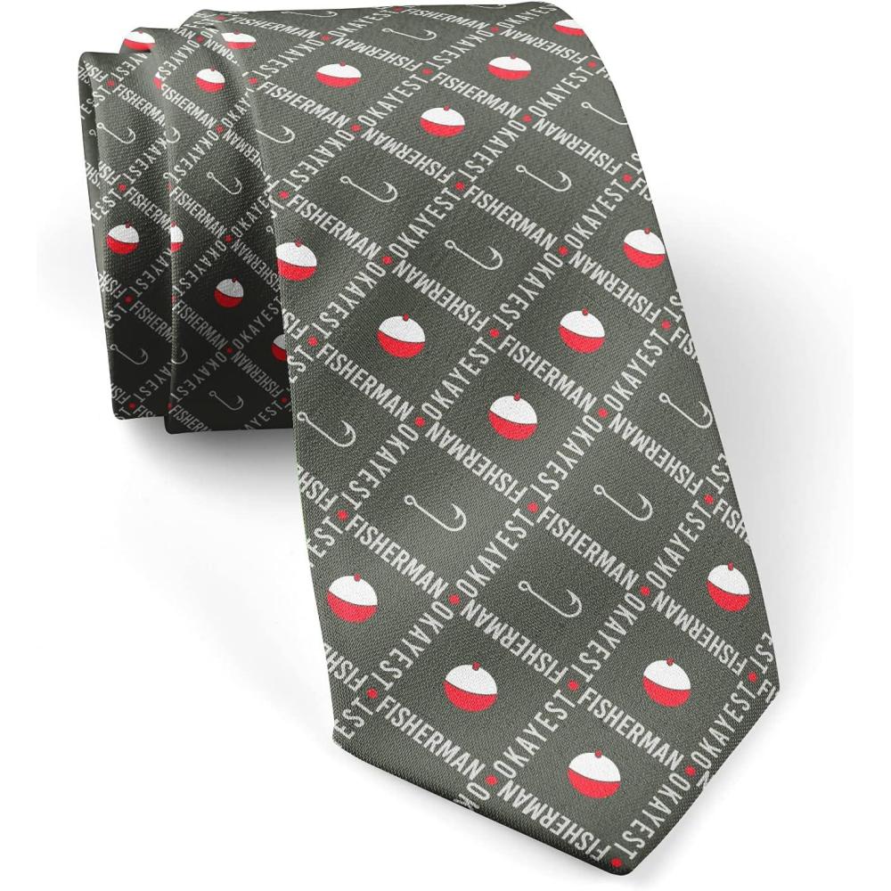 imageCrazy Dog TShirts Funny Sports Ties for Men Novelty Graphic Ties for Golf Fishing and Exercise GuysOkayest Fisherman