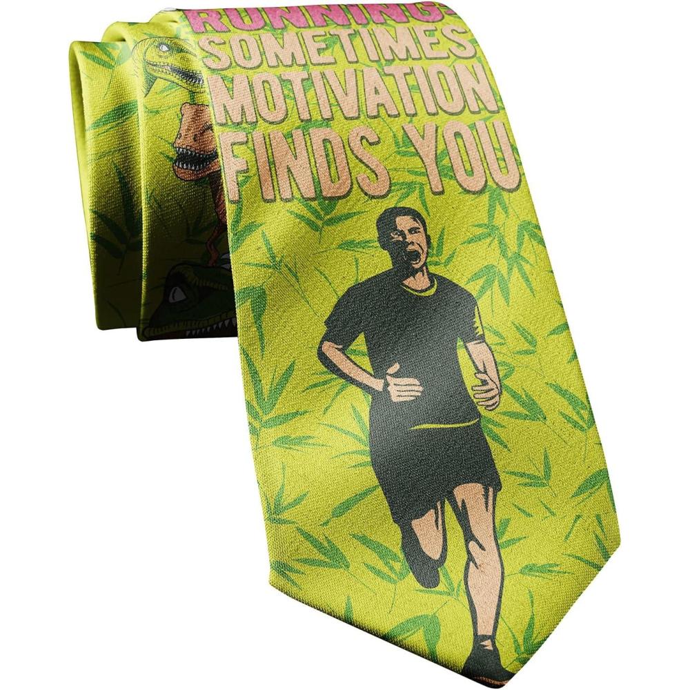 imageCrazy Dog TShirts Funny Sports Ties for Men Novelty Graphic Ties for Golf Fishing and Exercise GuysRunning Dinosaur
