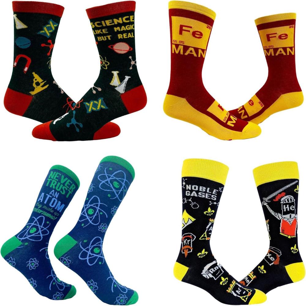 imageCrazy Dog TShirts Mens Funny Science Socks With Awesome Graphics for MenScience 4 Pack