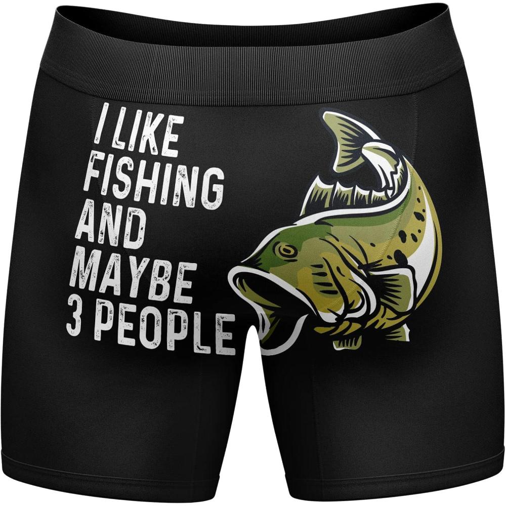 imageCrazy Dog TShirts Mens I Like Fishing and Maybe 3 People Boxer Briefs Funny Gift Novelty Underwear Funny Graphic Boxers Dad Joke Cool Fishing Mens Novelty Boxer Briefs Fish and 3 M