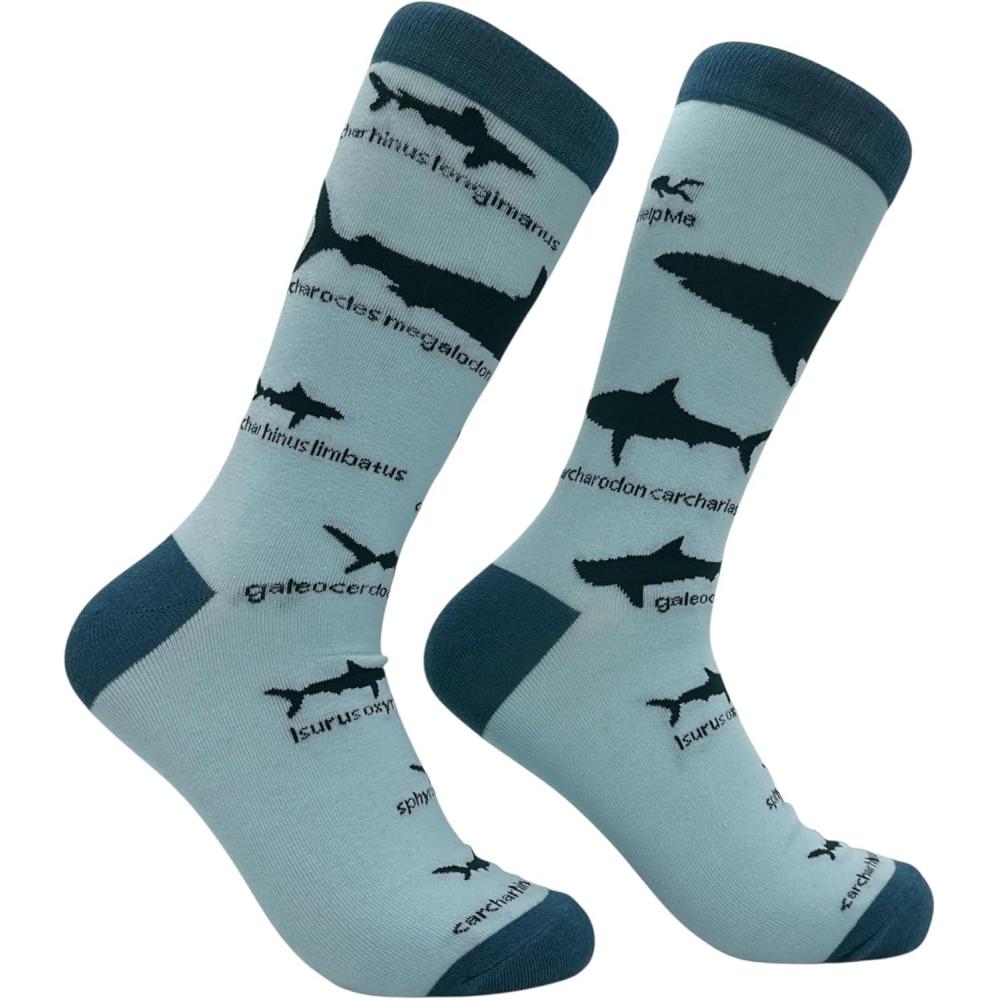 imageCrazy Dog TShirts Mens Shark Socks Funny Sarcastic Shark Week Graphic Footwear for MenHelp Me Shark