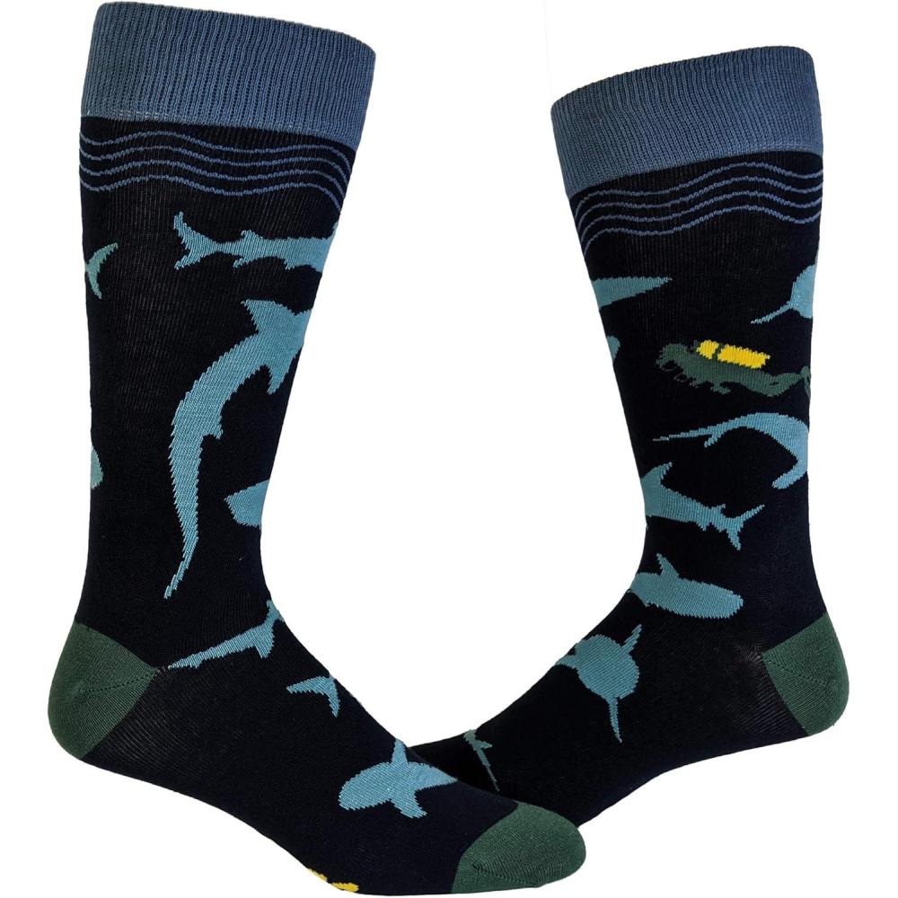imageCrazy Dog TShirts Mens Shark Socks Funny Sarcastic Shark Week Graphic Footwear for MenScuba Shark