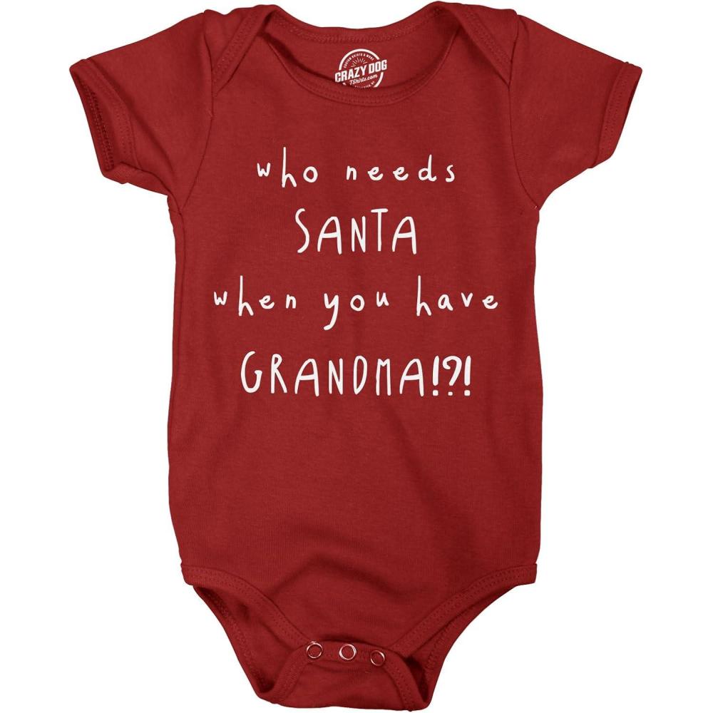 imageCrazy Dog TShirts Who Needs Santa When You Have A Grandma Funny Christmas Romper Cute Baby Clothes