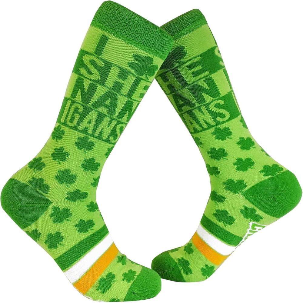 imageCrazy Dog TShirts Womens I Clover Shenanigans Socks Funny Saint St Patricks Day Irish Footwear