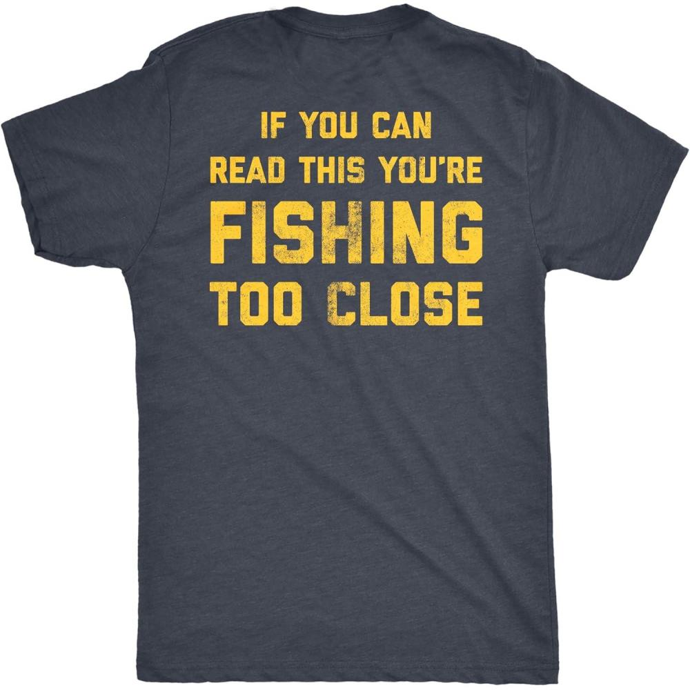 imageCrazy Dog TShirts unisexadult mens 023fishinggroup1Heather Navy Too Close