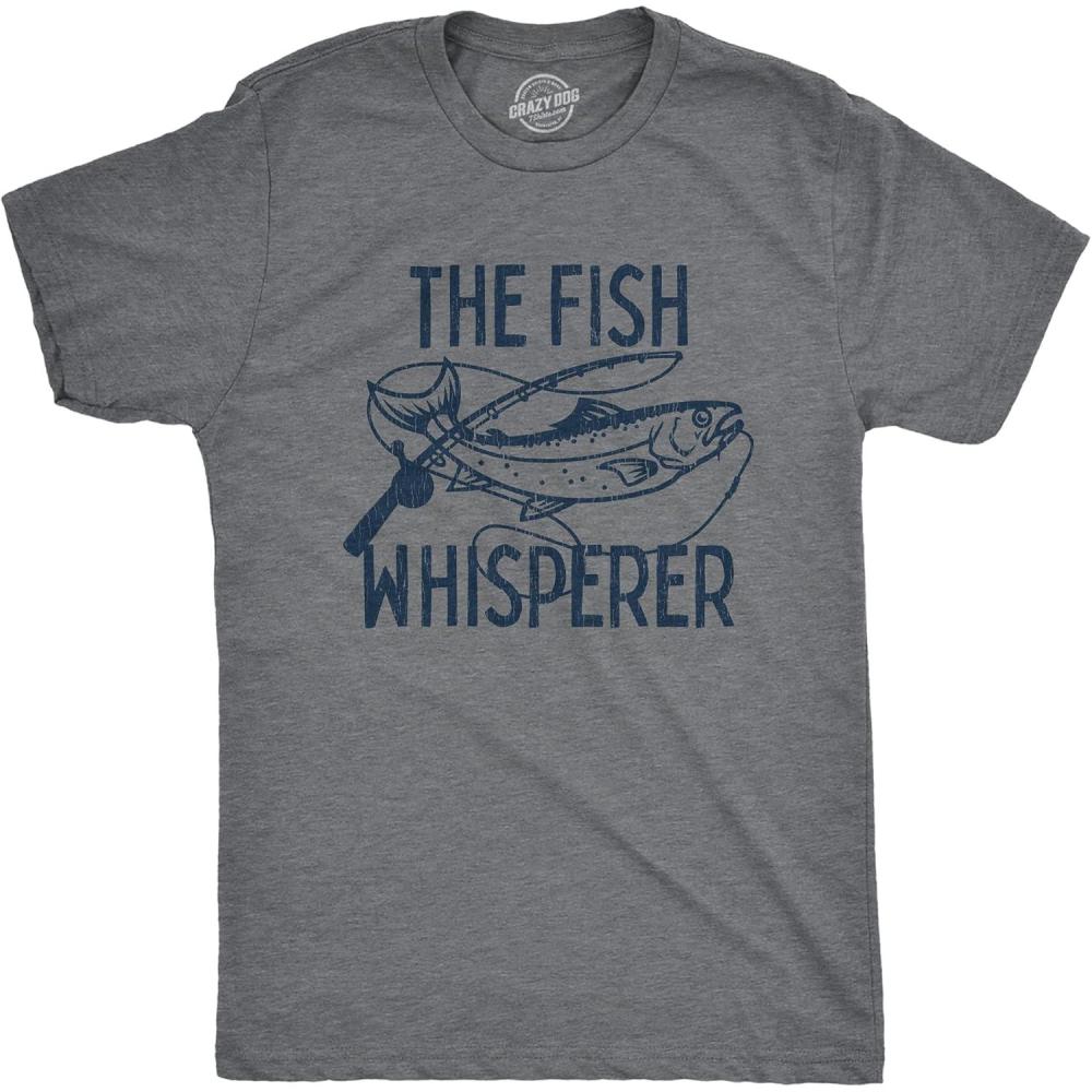 imageFunny Fishing Shirt for Men The Fish Whisperer Graphic Design Lake Life Gift for Fishermen Dads and Outdoor EnthusiastsDark Heather Grey