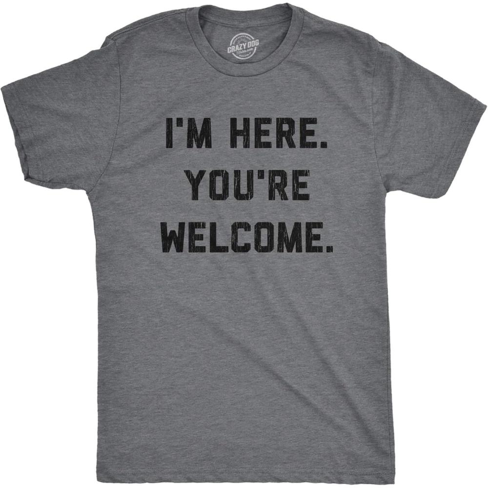 imageFunny Mens Shirts Sarcastic Tees with Funny Sayings and Cool Designs for GuysDark Heather Grey Here Welcome
