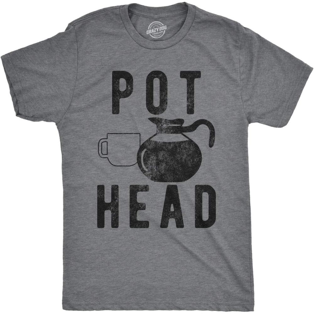 imageFunny Mens Shirts Sarcastic Tees with Funny Sayings and Cool Designs for GuysDark Heather Grey Pot Head