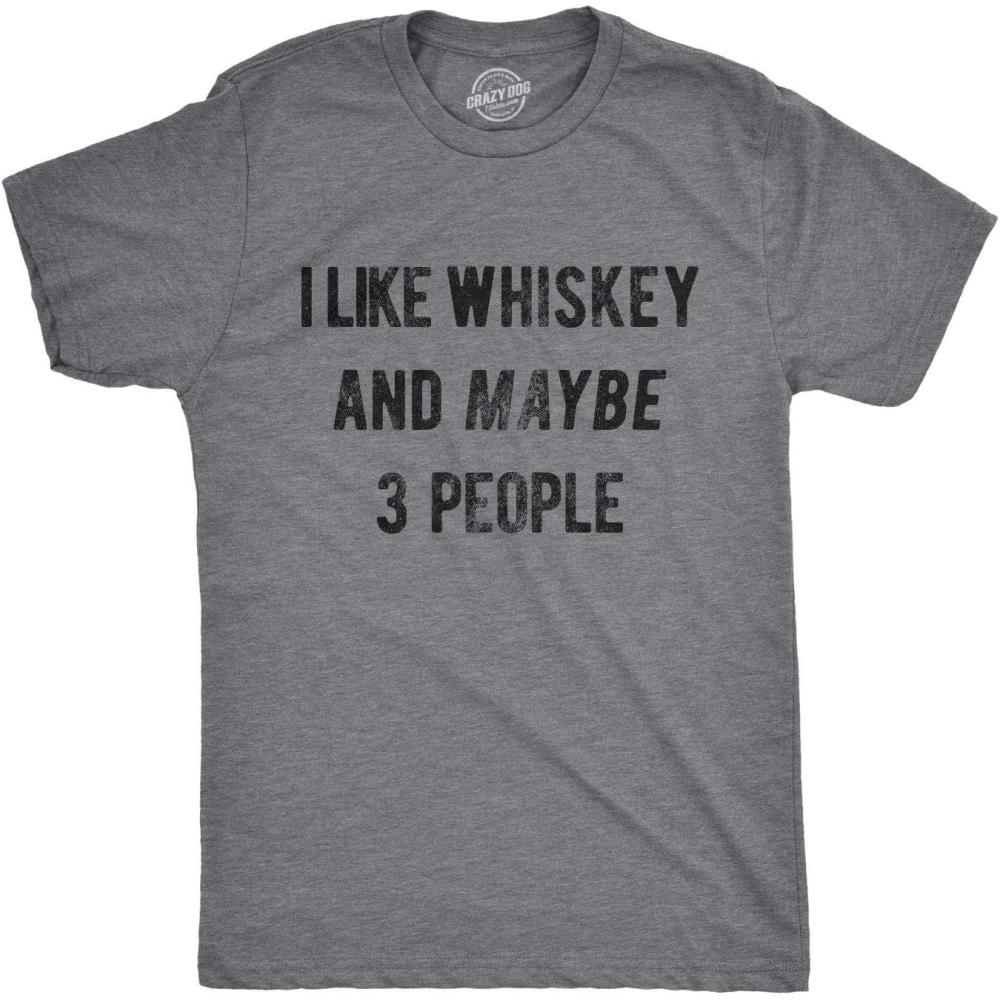 imageFunny Mens Shirts Sarcastic Tees with Funny Sayings and Cool Designs for GuysDark Heather Grey Whiskey and 3 People