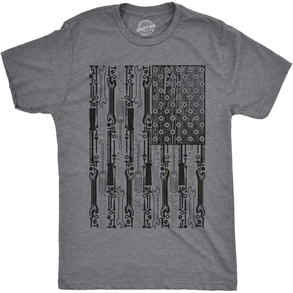 imageManly Dad Shirts Funny Fathers Day TShirts for Dads Sarcastic Tees for Rad FathersDark Heather Grey Flag Tools