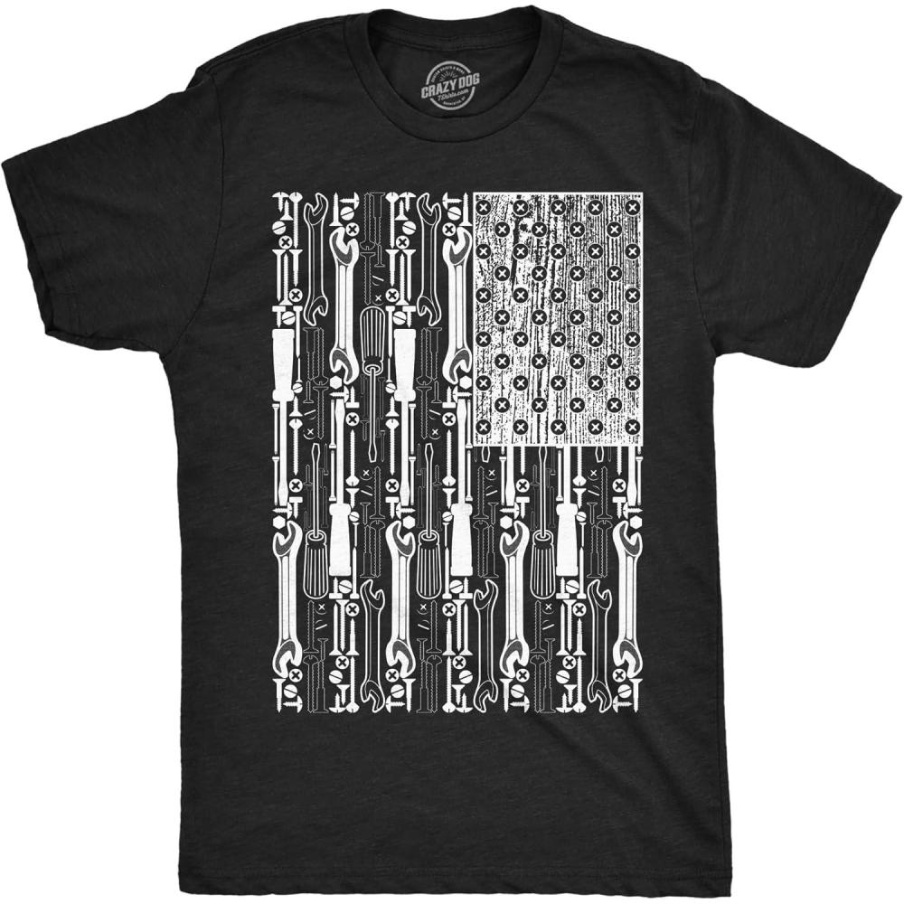 imageManly Dad Shirts Funny Fathers Day TShirts for Dads Sarcastic Tees for Rad FathersHeather Black Usa Flag Tools
