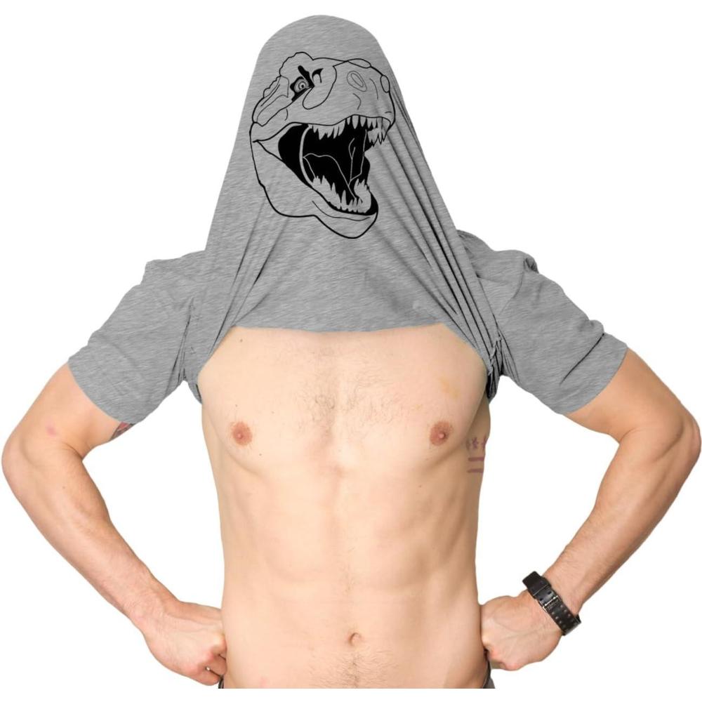 imageMens Ask Me About My Trex T Shirt Funny Cool Dinosaur Flip Graphic Novelty TeesLight Heather Grey