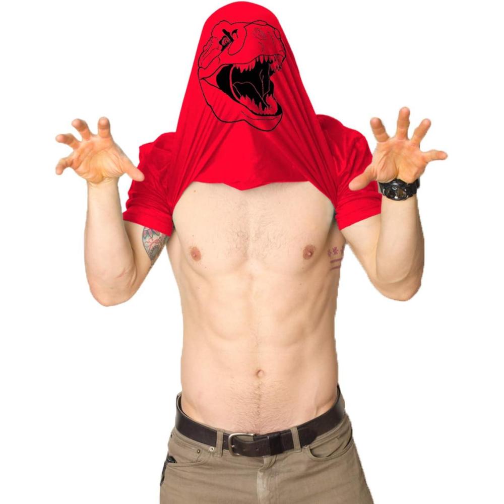 imageMens Ask Me About My Trex T Shirt Funny Cool Dinosaur Flip Graphic Novelty TeesRed