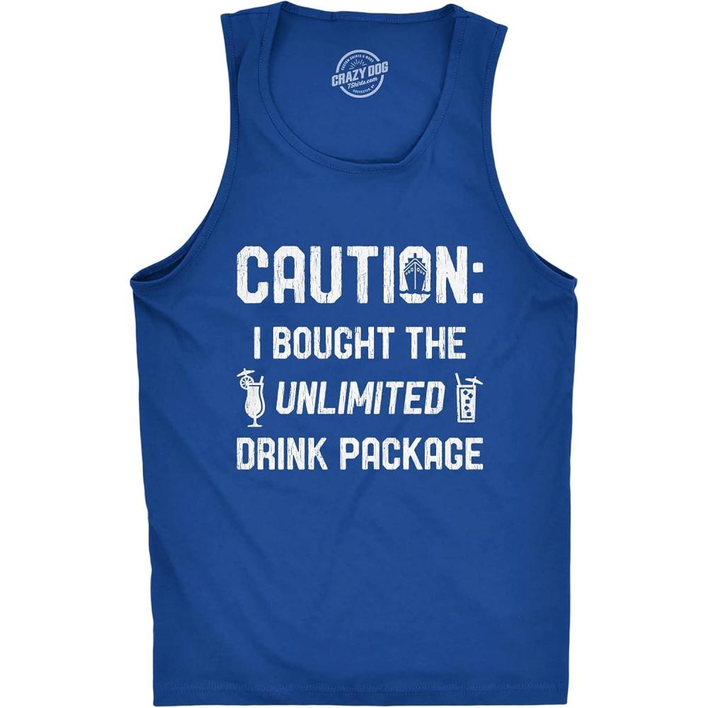 imageMens Caution I Bought The Unlimited Drink Package Fitness Tank Funny Cruise Vacation TanktopRoyal