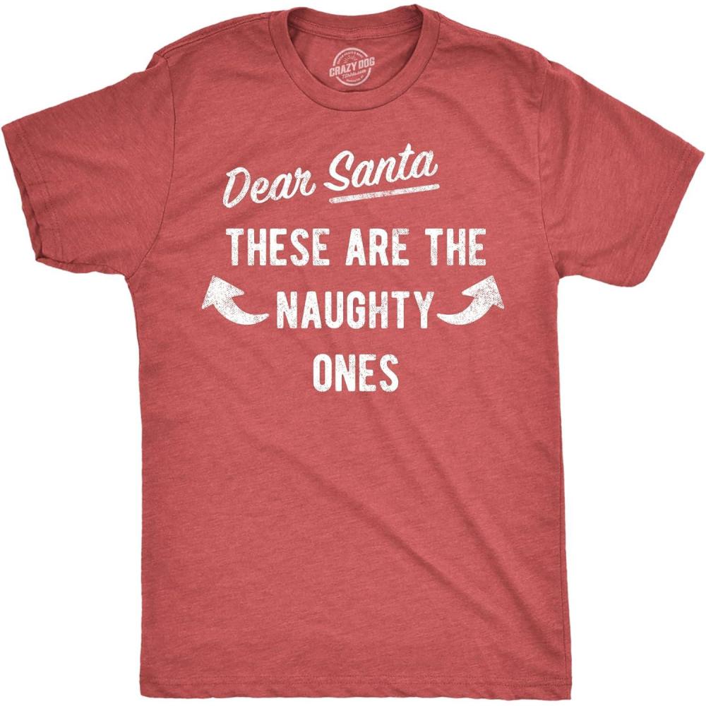 imageMens Dear Santa These are The Naughty Ones T Shirt Funny Xmas Workout Buff Arms Joke Tee for GuysHeather Red Naughtyones
