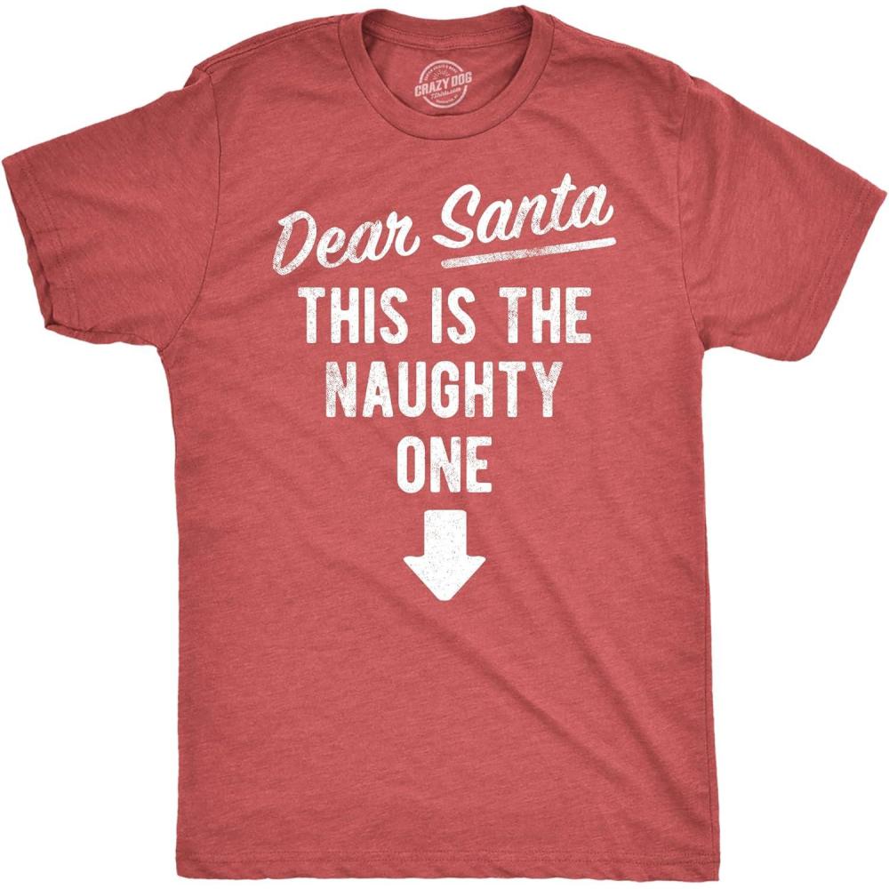 imageMens Dear Santa This is The Naughty One T Shirt Funny Xmas Adult Joke Tee for GuysHeather Red Naughty