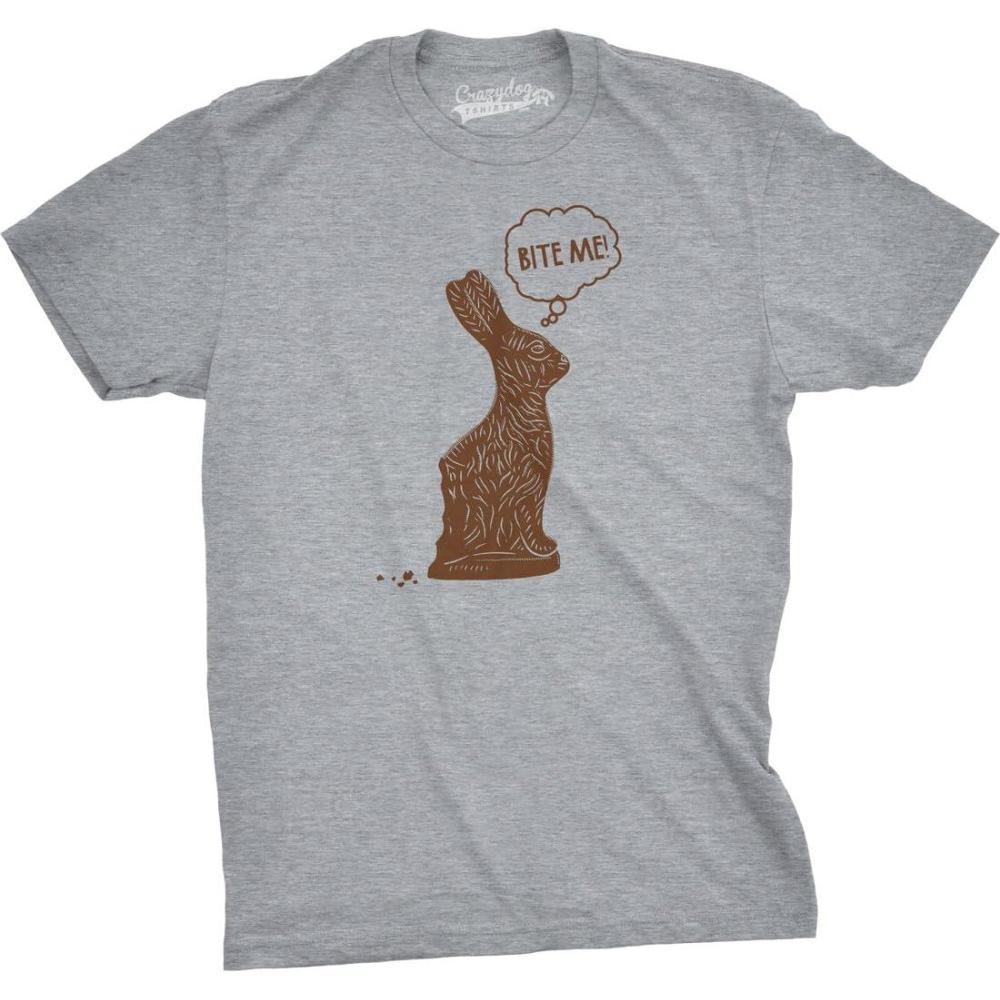 imageMens Easter Bunny T Shirts Funny Bunny Tees for Guys Easter Tees for MenLight Heather Grey Bite Me