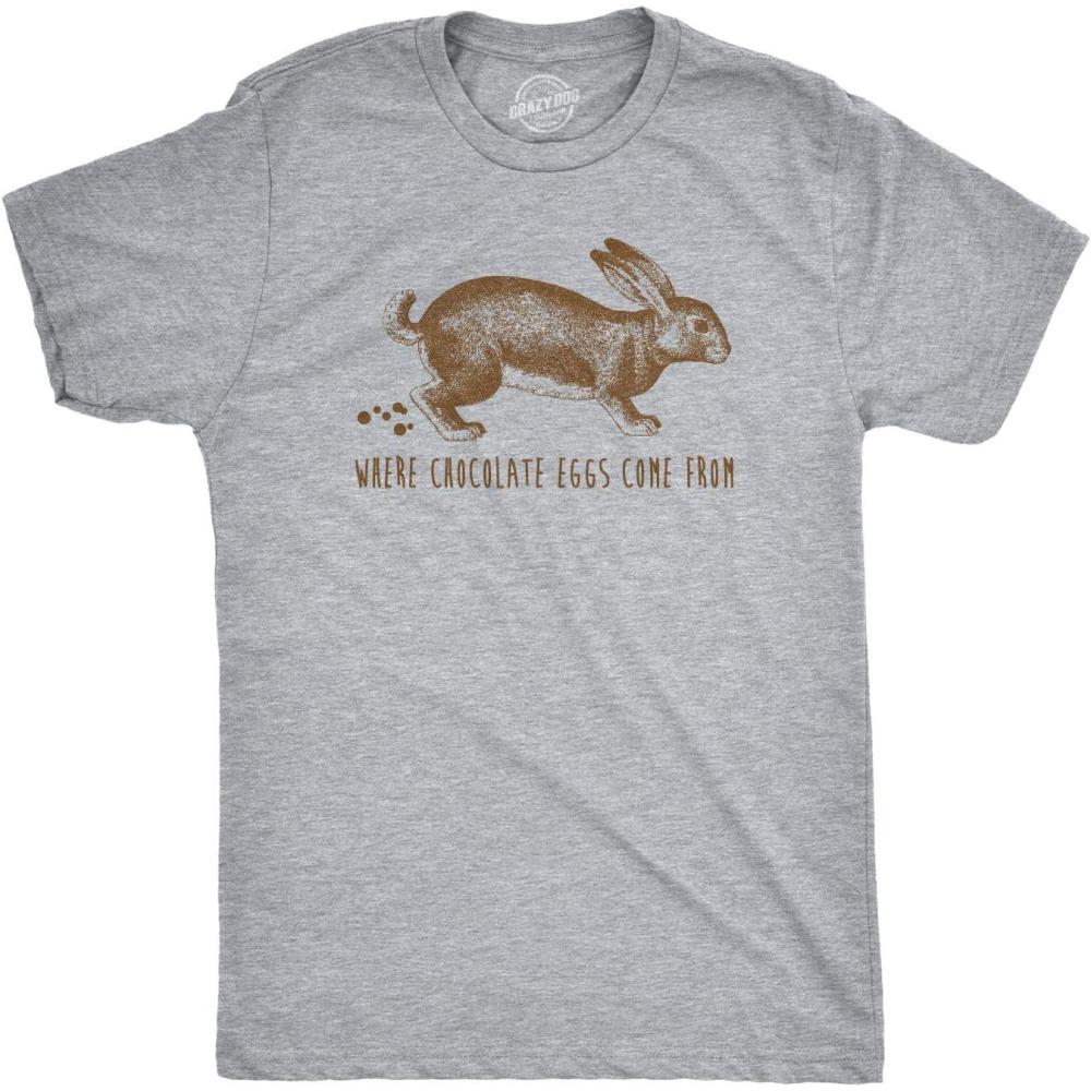 imageMens Easter Bunny T Shirts Funny Bunny Tees for Guys Easter Tees for MenLight Heather Grey Chocolate Eggs