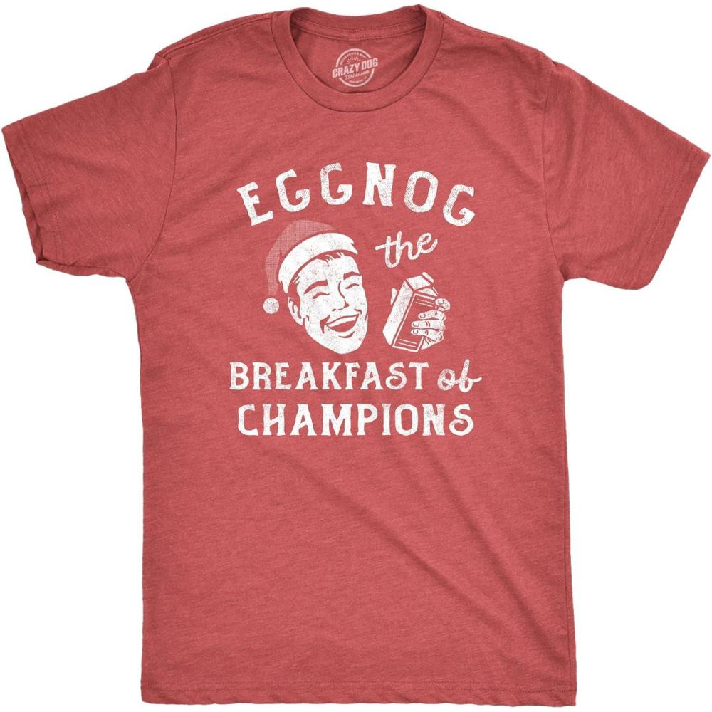 imageMens Eggnog The Breakfast of Champions T Shirt Funny Xmas Drinking Tee for Guys