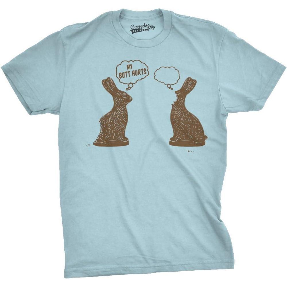 imageMens Faceless Chocolate Bunny Funny Half Eaten Easter Gift Adult Gift T ShirtHeather Light Blue